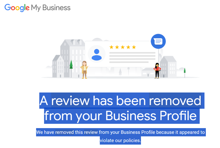 Confirmation from Google that a review has been removed